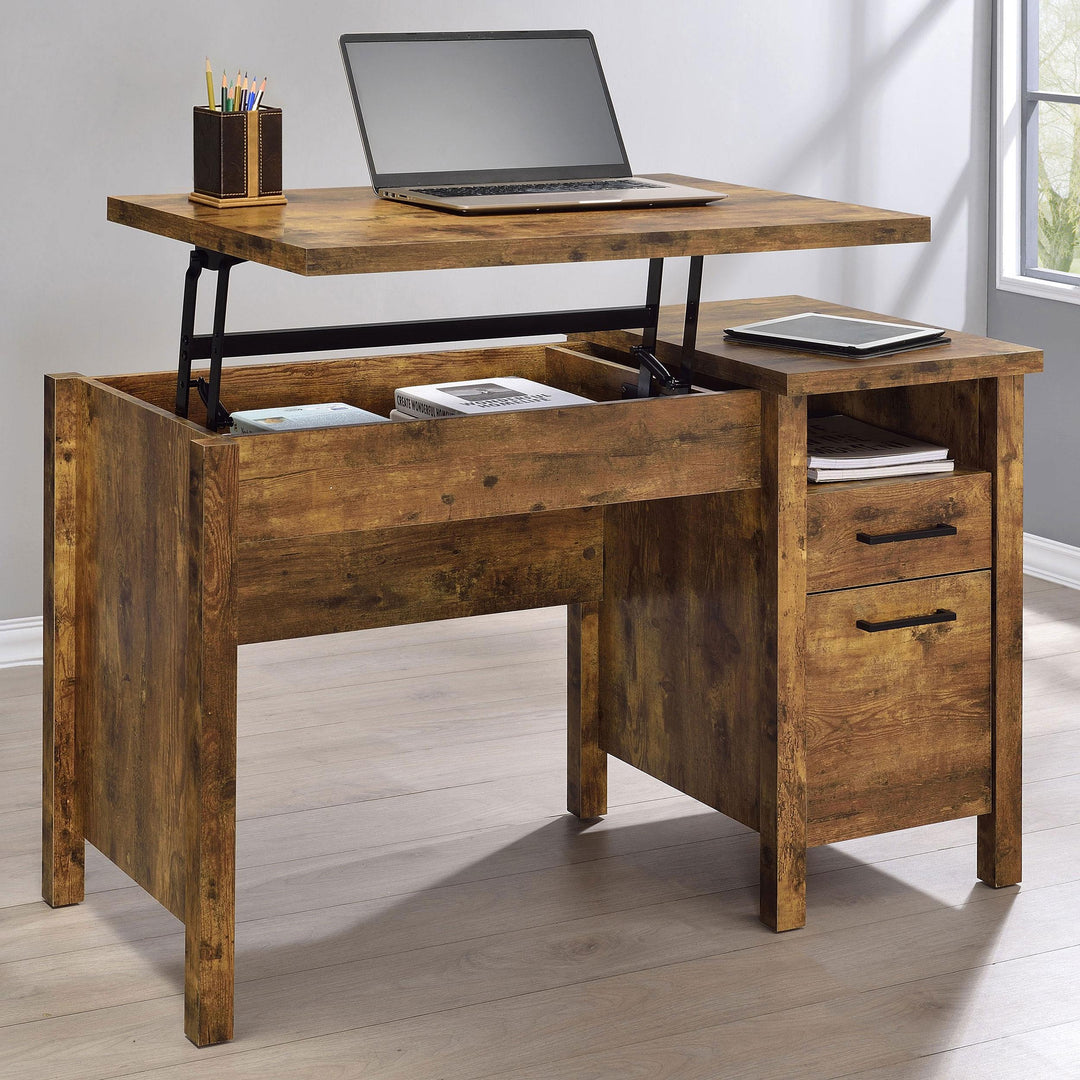 Coaster Furniture 881240 Delwin 47-inch 2-drawer Lift Top Computer Desk Rustic Nutmeg
