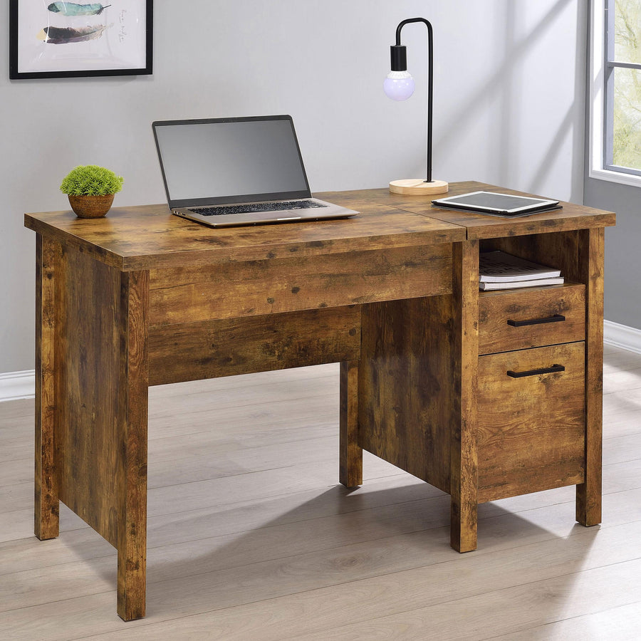 Coaster Furniture 881240 Delwin 47-inch 2-drawer Lift Top Computer Desk Rustic Nutmeg