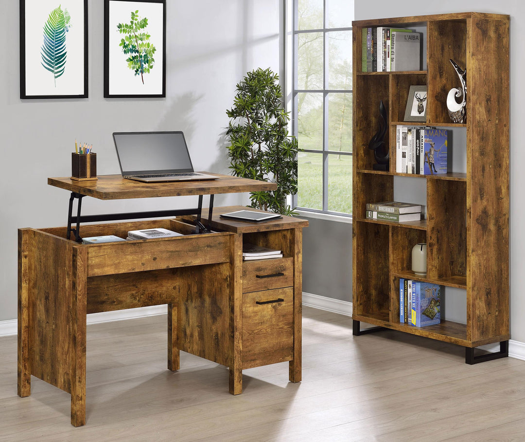 Coaster Furniture 881240 Delwin 47-inch 2-drawer Lift Top Computer Desk Rustic Nutmeg