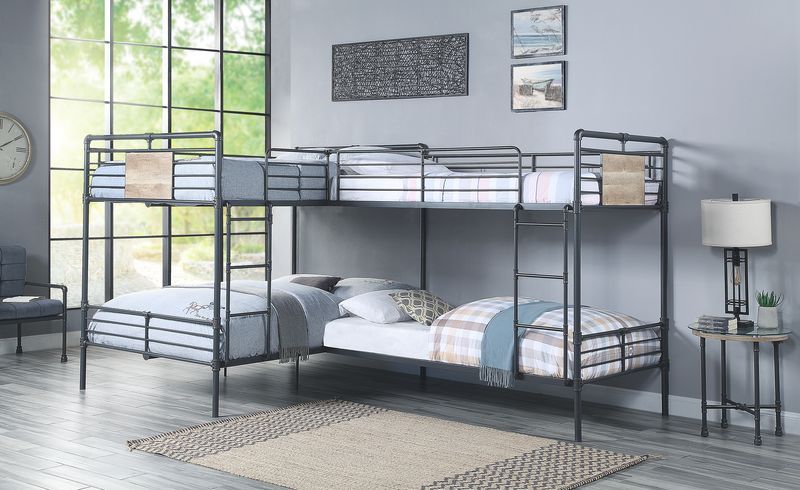 Cordelia - Double Twin & Double Full Bunk Bed - Sandy Black, Dark Bronze Hand-Brushed