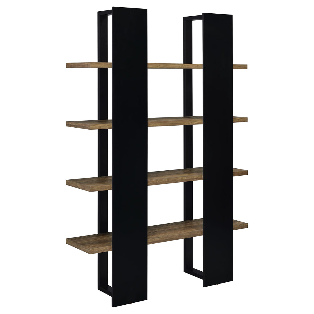 Coaster Furniture 882036 Danbrook 71-inch 4-shelf Bookshelf Black and Aged Walnut