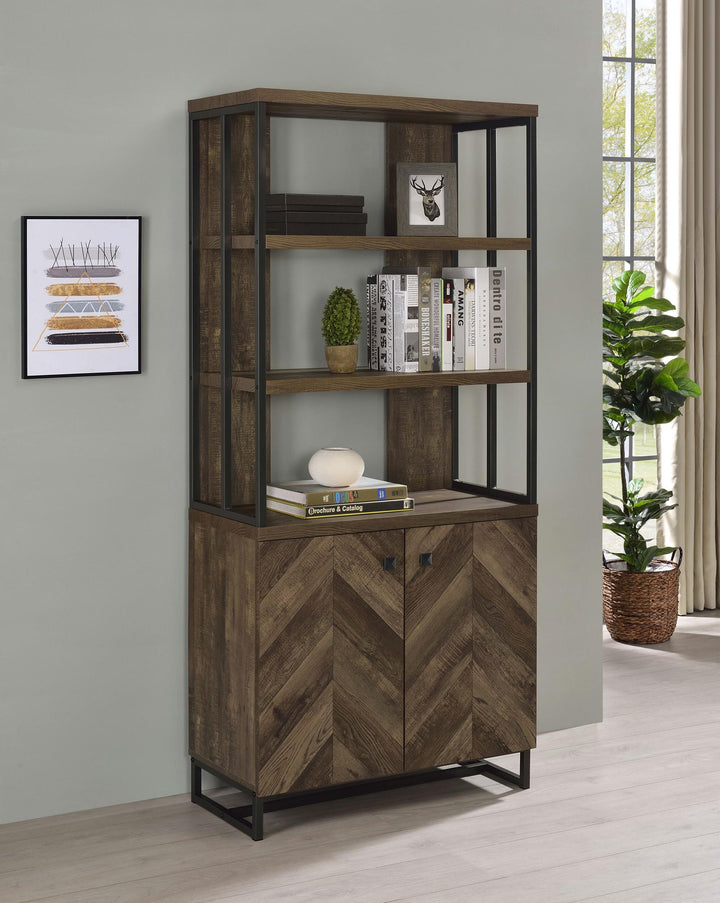 Coaster Furniture 882093 Millbrook 71-inch 2-door Storage Bookshelf Rustic Oak