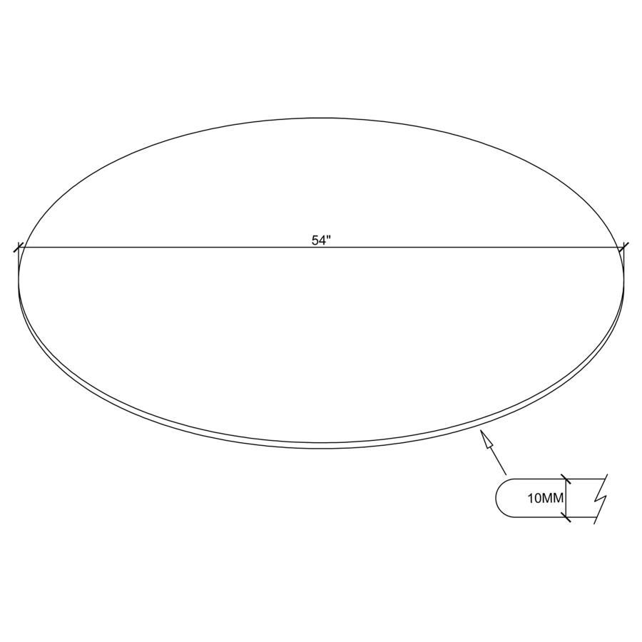 54" 10mm Round Clear Tempered Glass Top - Clear
