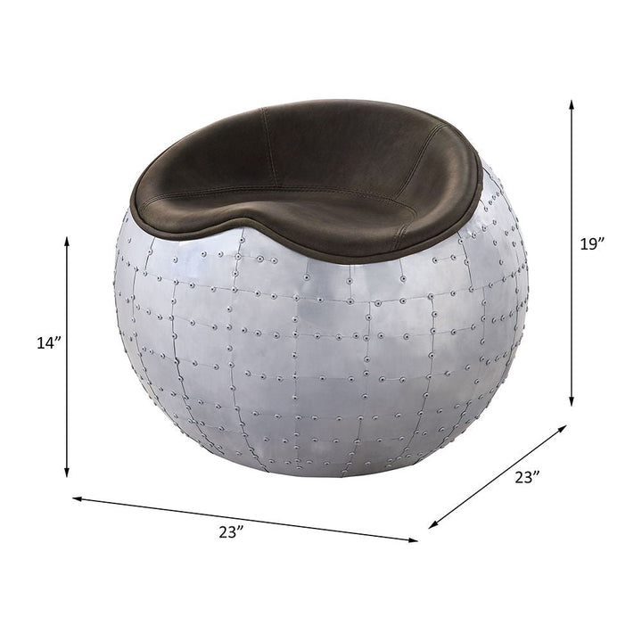 Brancaster - Ottoman - Antique Emerald Top Grain Leather & Aluminum