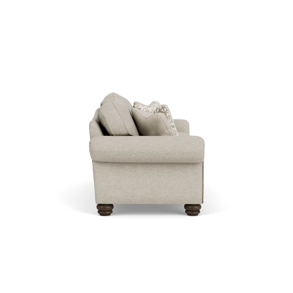 Flexsteel 8648-31 Bexley  Fabric Sofa, Nailhead Trim  Beige