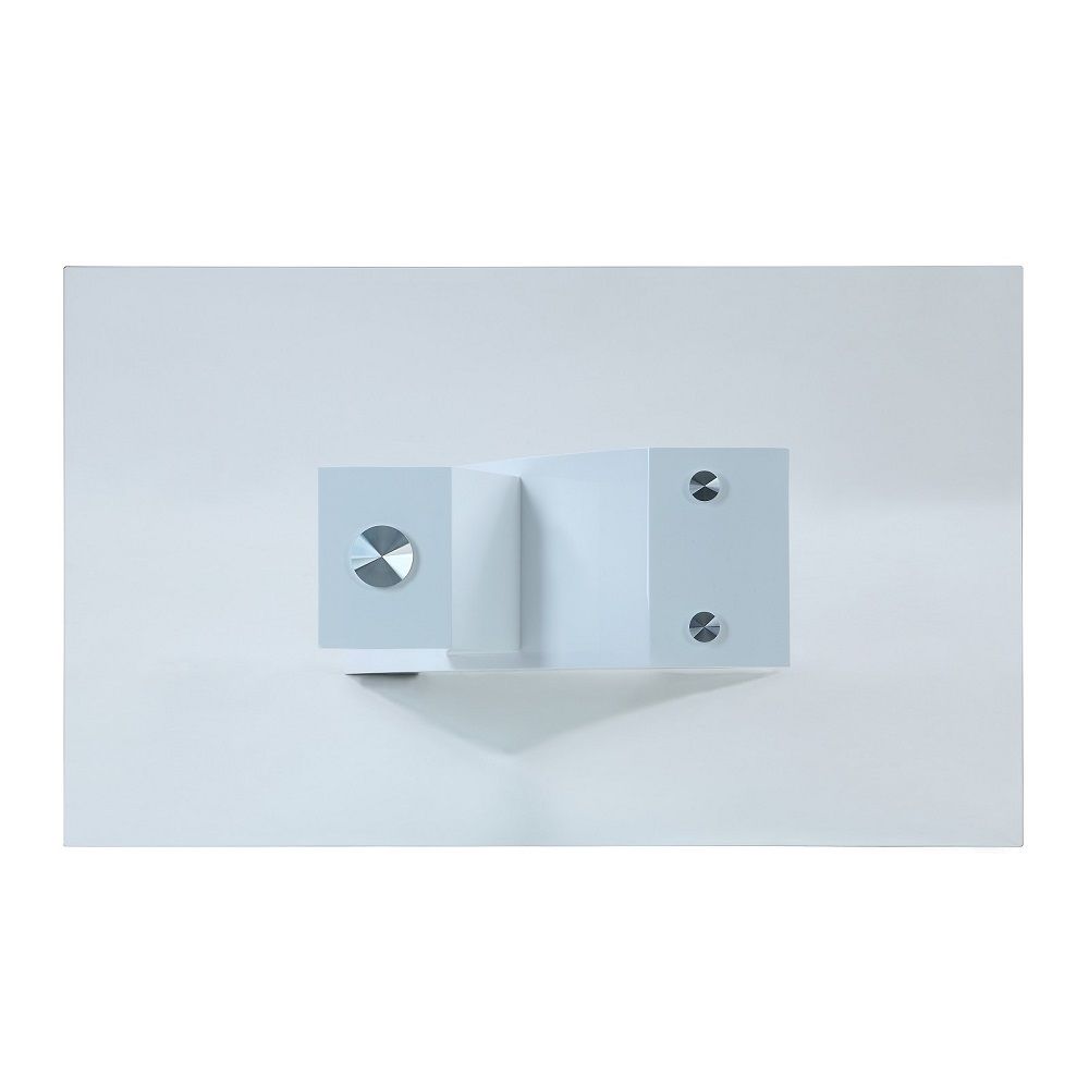 Pervis - Dining Table - Clear Glass Top & White High Gloss