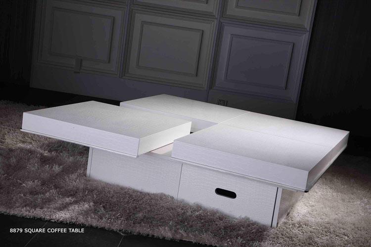 8879A Modern White Crocodile Coffee Table