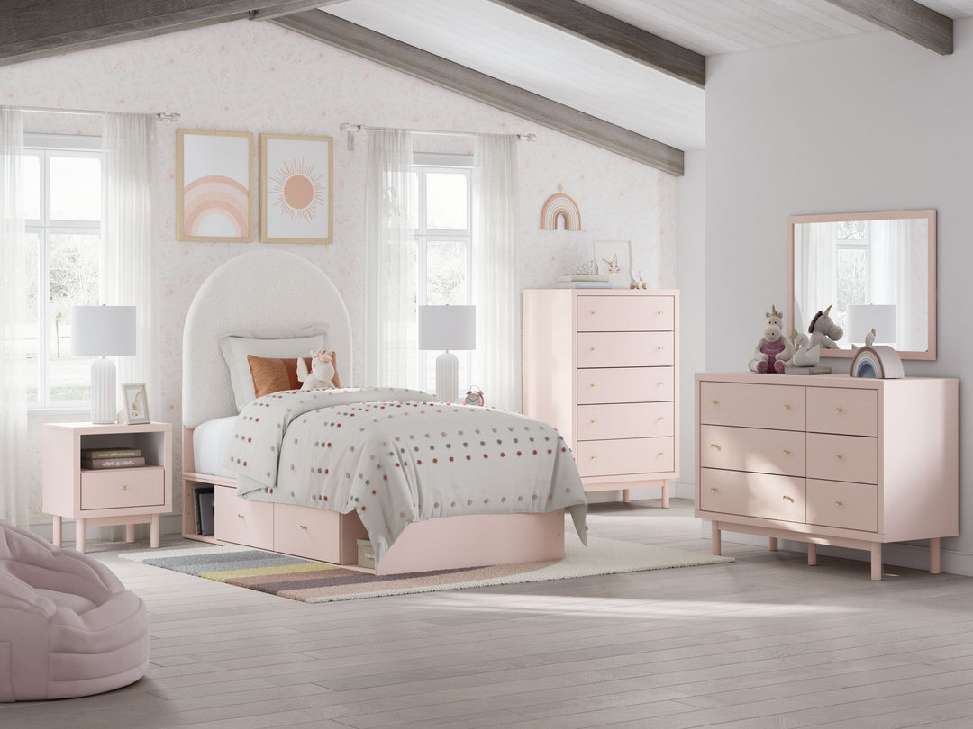 Wistenpine - Twin Upholstered Panel Bed With Under Bed Storage - Blush by Ashley Furniture product image