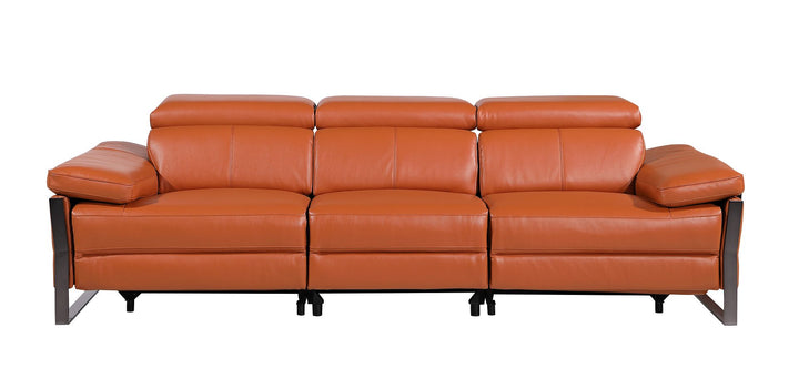 DivanItalia 1246 Modular Power Triple Reclining Sofa with Power Reclining Headrests – Top Grain Italian Leather - Camel