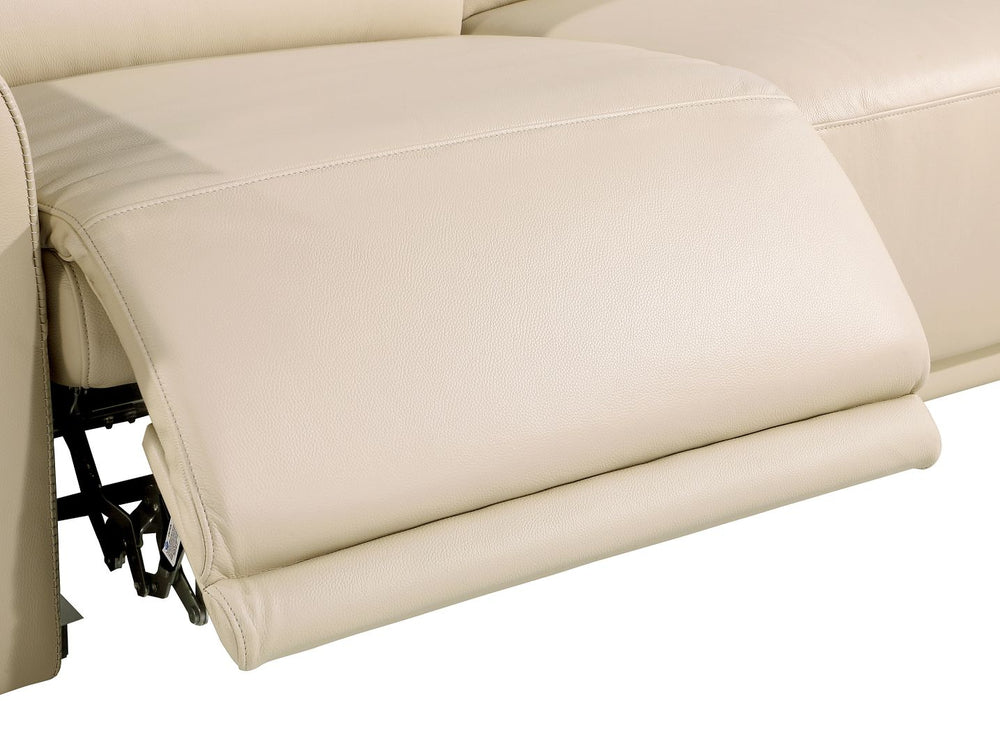 DivanItalia 1126 Power Reclining Sofa in Top Grain Italian Leather with 2 Power Recliners & Power Headrests - Beige