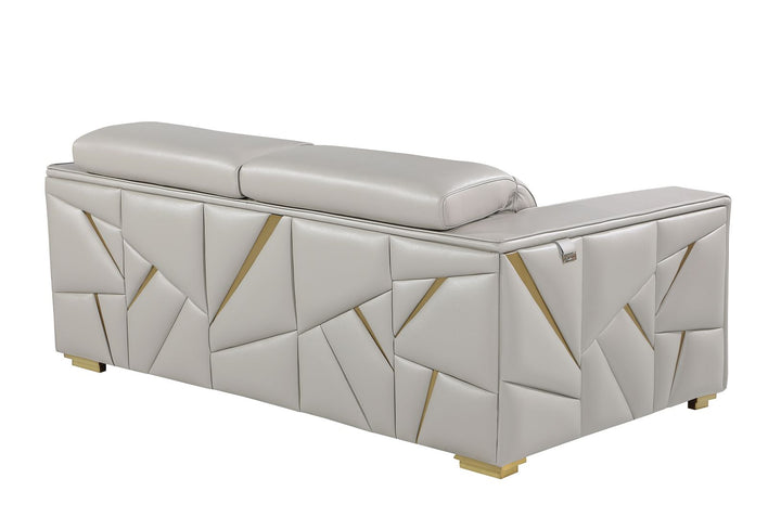 DivanItalia 1120 2-Piece Sofa Set with Adjustable Headrest in Top-Grain Italian Leather - Light Gray