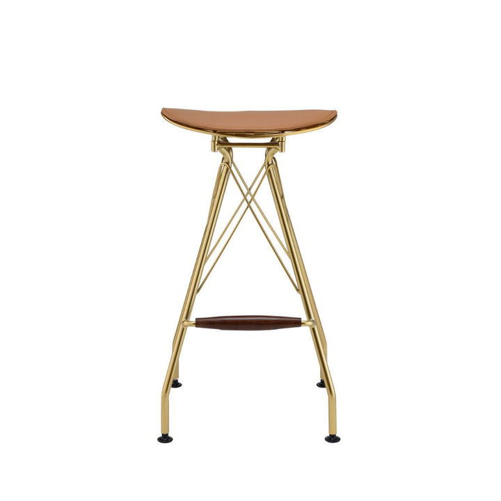 Dragea - Bar Stool Set of 2) - Whiskey Synthetic Leather & Gold