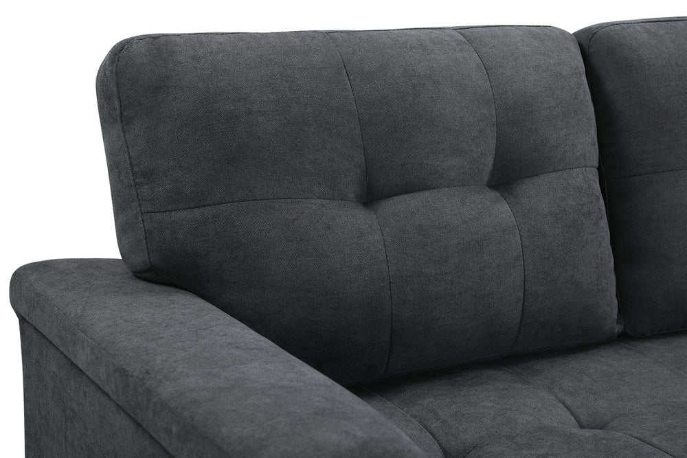 Lucca 84"W Dark Gray Fabric Reversible Sectional Sleeper Sofa Chaise with Storage - View 10