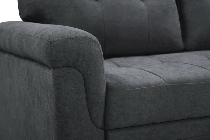 Lucca 84"W Dark Gray Fabric Reversible Sectional Sleeper Sofa Chaise with Storage - View 7