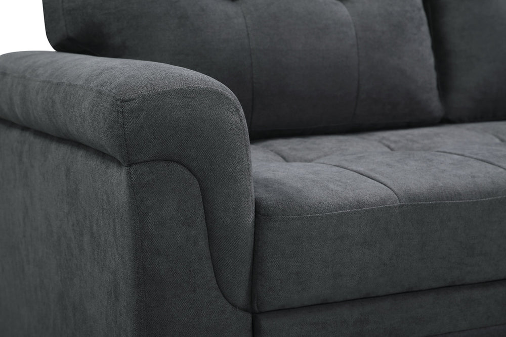 Lucca 84"W Dark Gray Fabric Reversible Sectional Sleeper Sofa Chaise with Storage - View 7