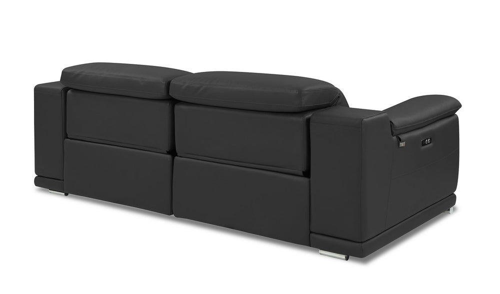 DivanItalia 9762 Top Grain Italian Leather Power Reclining Sofa with Adjustable Headrests - Dark Gray