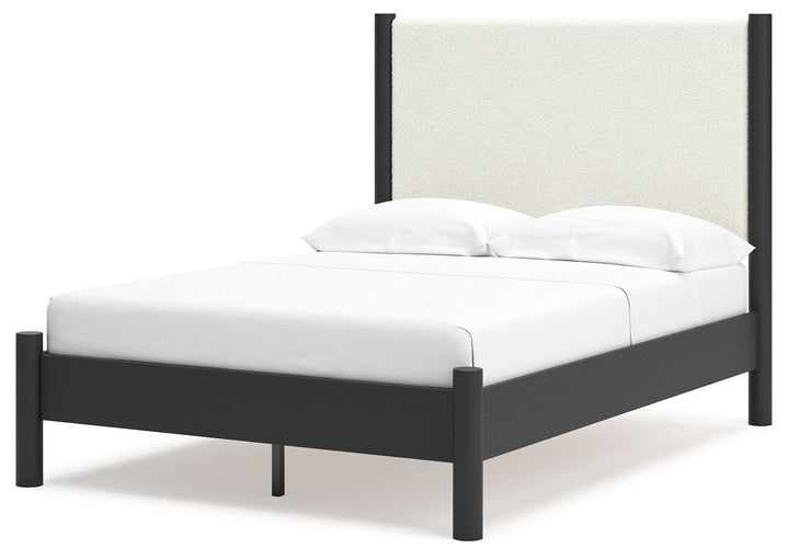 Cadmori - Full Upholstered Panel Bed - Black / White by Ashley Furniture product image