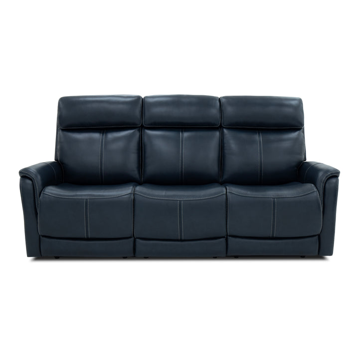 View Power Reclining Sofa With Console, Power Headrests &amp; Lumbar Blue
