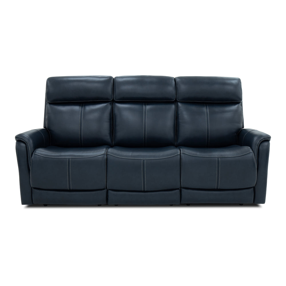 View Power Reclining Sofa With Console, Power Headrests & Lumbar Blue