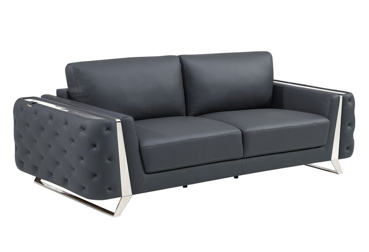 DivanItalia 1050 Sofa in Top-Grain Italian Leather - Dark Gray