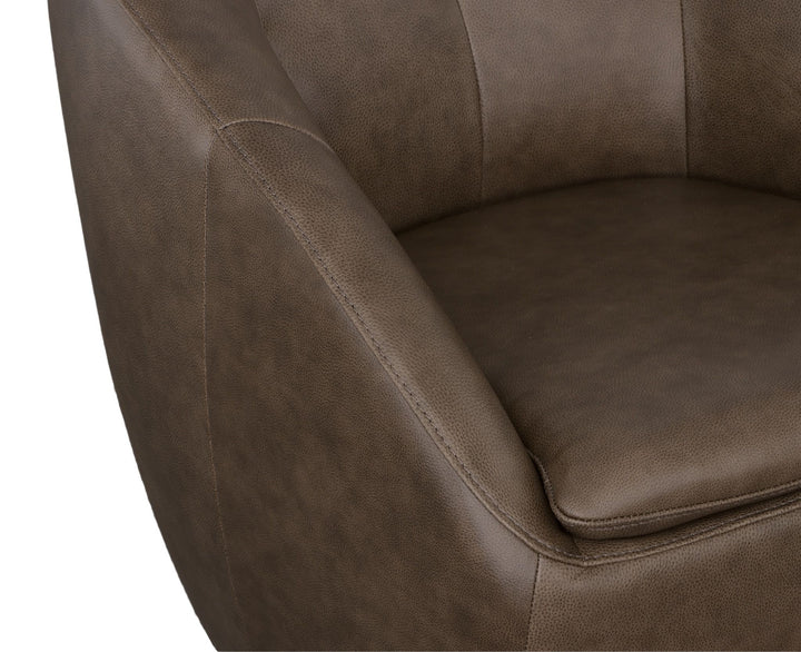 Wade Leather Swivel Chair in Milk Chocolate
