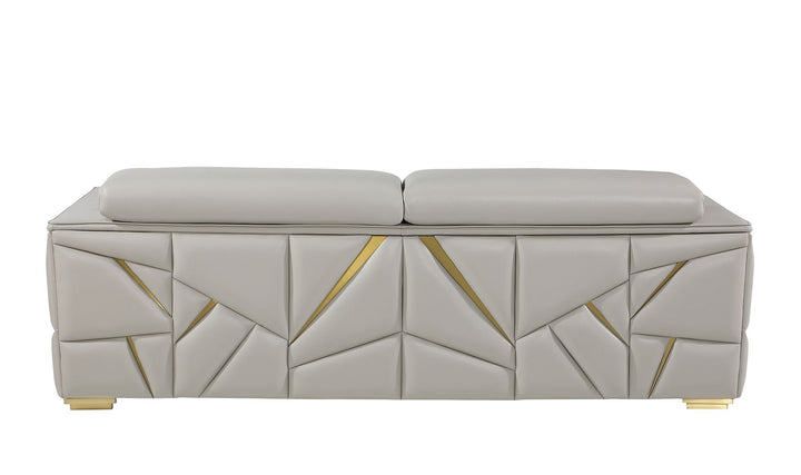 DivanItalia 1120 Sofa with Adjustable Headrest in Top-Grain Italian Leather - Light Gray