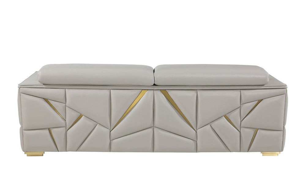 DivanItalia 1120 Sofa with Adjustable Headrest in Top-Grain Italian Leather - Light Gray
