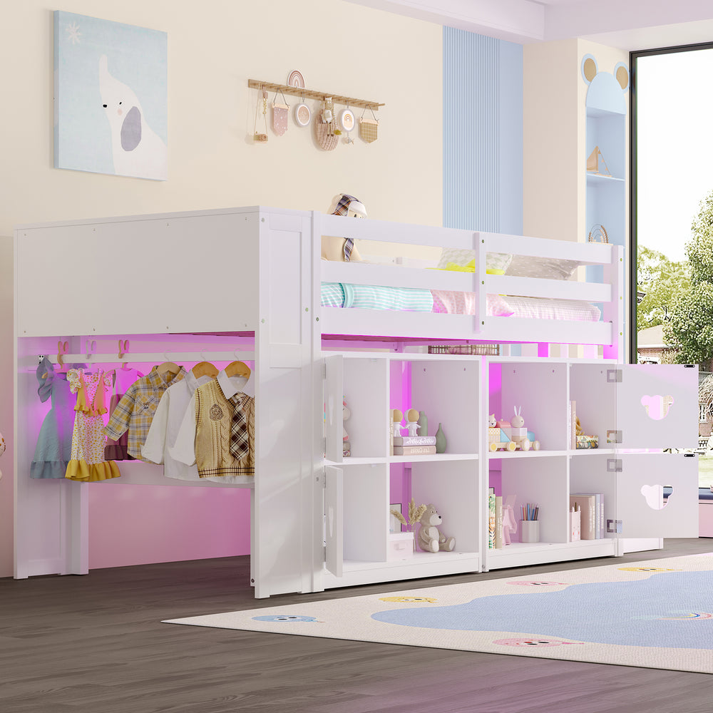 solid-low-twin-loft-bed-with-storage-cabinets-staircase-drawers-led-lights-white