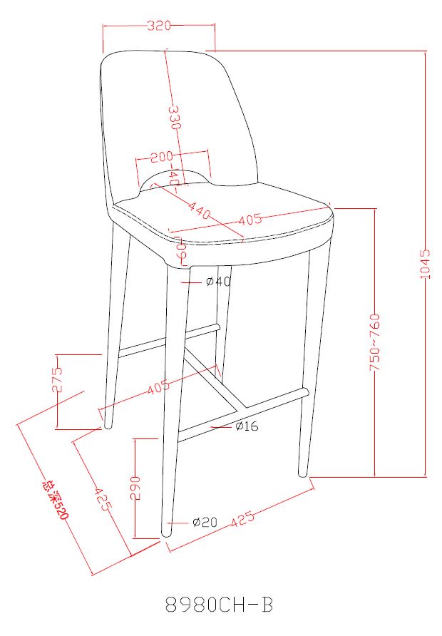 Williamette Mid-Century Dark Grey Fabric Bar Stool