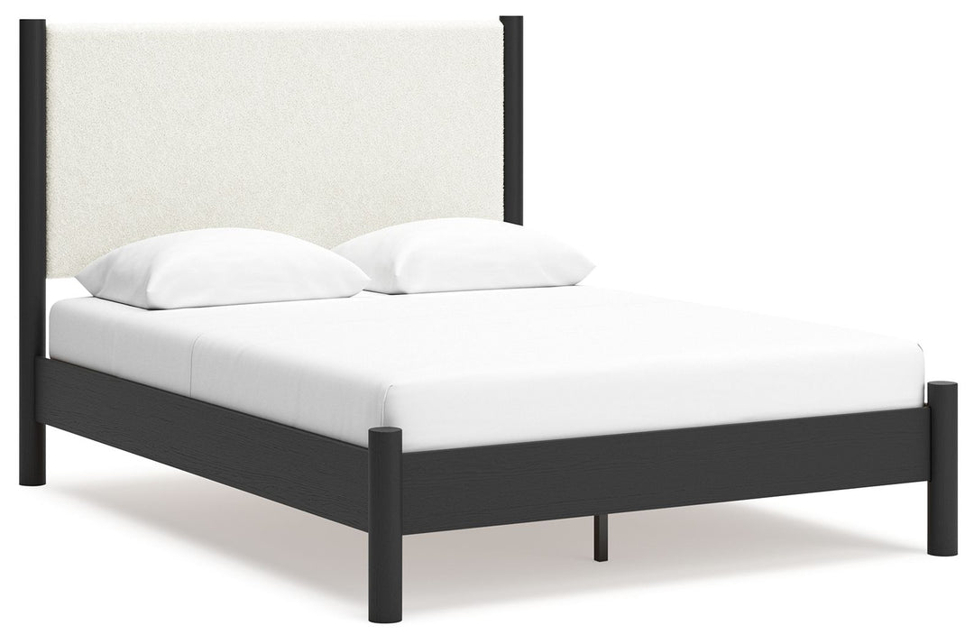 Cadmori - Queen Upholstered Panel Bed - Black / White by Ashley Furniture product image