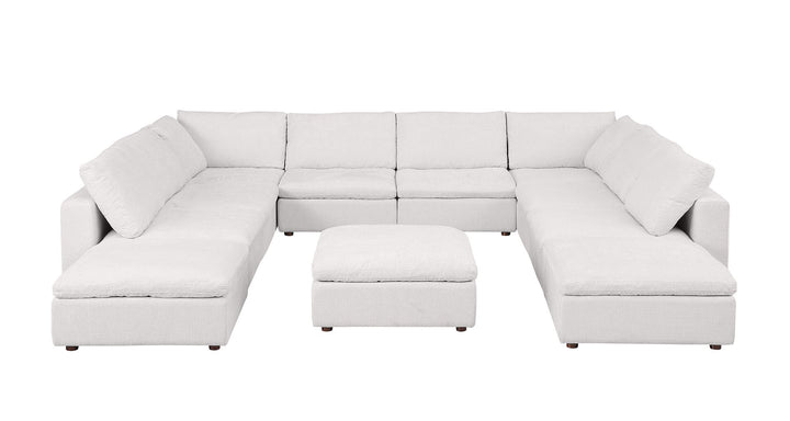 DivanItalia 1100 Top-Grain Italian Leather 11-Piece Sectional with Chaise - Light Gray