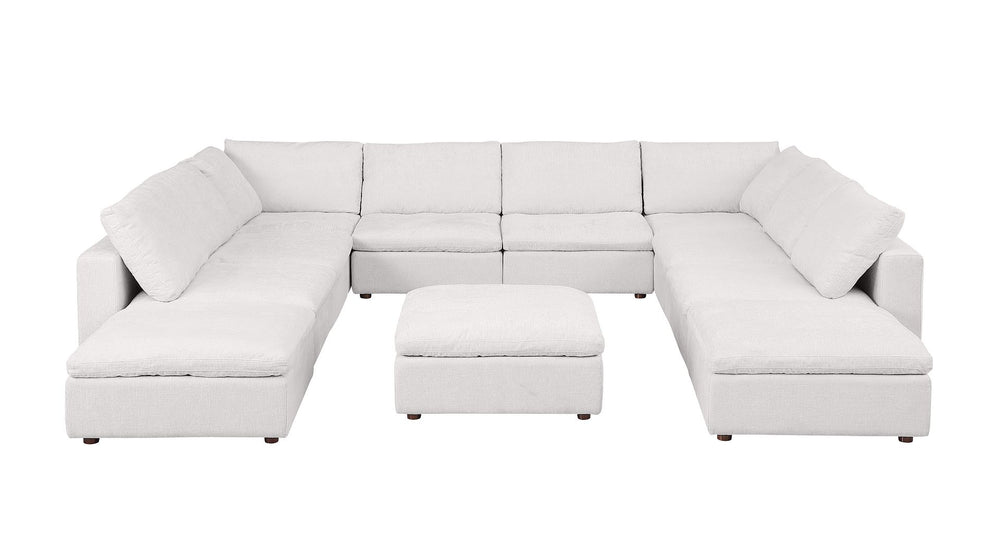 DivanItalia 1100 Top-Grain Italian Leather 11-Piece Sectional with Chaise - Light Gray