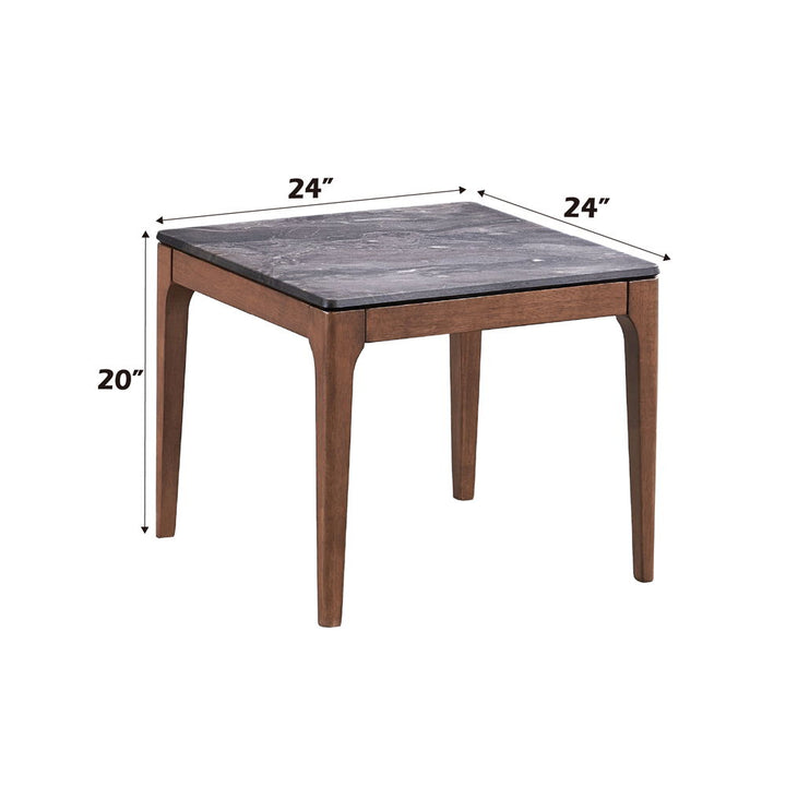 Bevis - End Table - Engineered Stone Top & Walnut