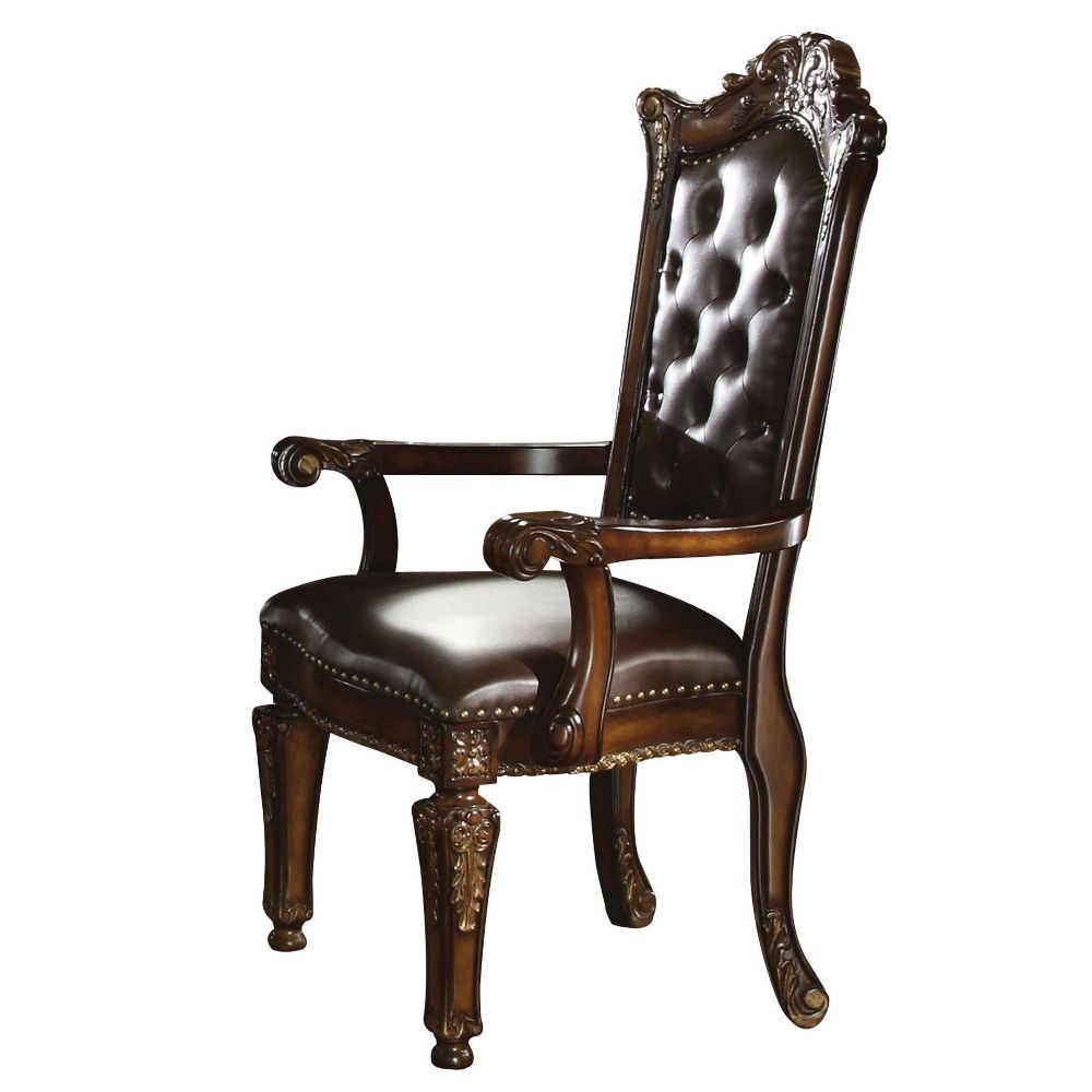 ACME Furniture Vendome Arm Chair Set of 2) Synthetic Leather & Cherry