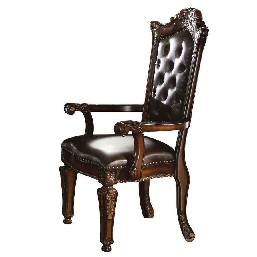 ACME Furniture Vendome Arm Chair Set of 2) Synthetic Leather & Cherry