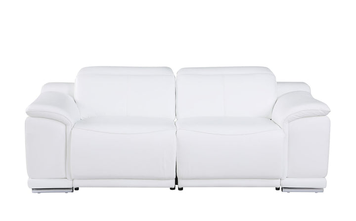 DivanItalia 9762 2-Piece Modular Power Reclining Console with 2 Power Recliners in Top Grain Italian Leather - White