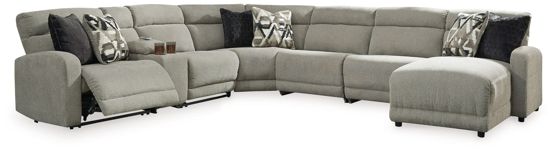 Colleyville - 7-Piece Power Reclining Sectional With RAF Press Back Power Chaise - Stone by Ashley Furniture product image