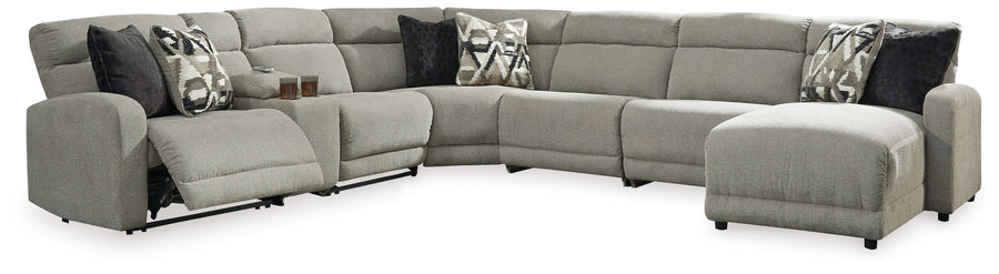 Colleyville - 7-Piece Power Reclining Sectional With RAF Press Back Power Chaise - Stone by Ashley Furniture product image