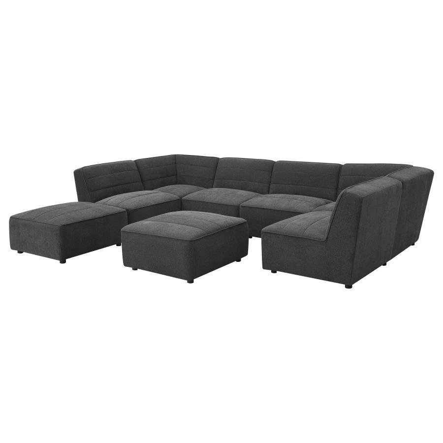 Sunny - Square Upholstered Ottoman - Dark Charcoal