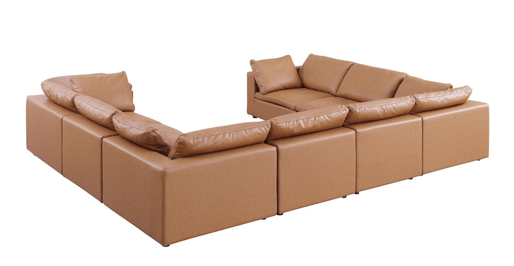 DivanItalia 1100 8-Piece U-Shaped Sectional in Top-Grain Italian Leather - Cognac