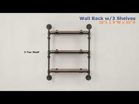 Brantley - Wall Rack With 2 Shelves - Oak & Sandy Black