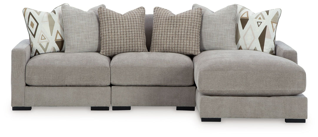 Aslan Court - 3-Piece Sofa Sectional With RAF Corner Chaise - Pebble by Ashley Furniture product image