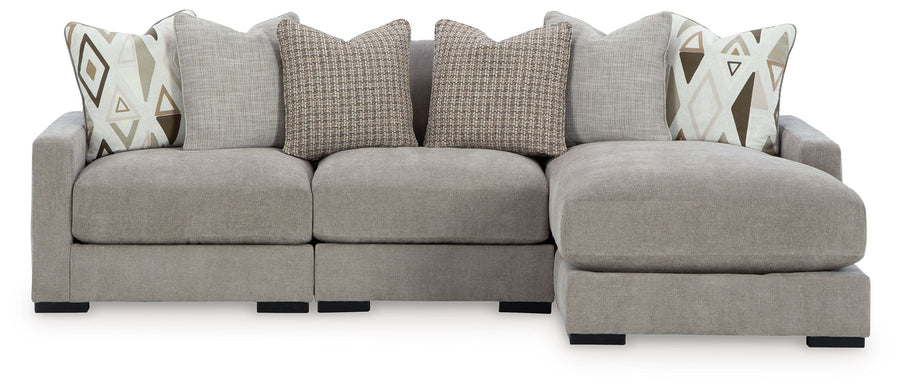 Aslan Court - 3-Piece Sofa Sectional With RAF Corner Chaise - Pebble by Ashley Furniture product image
