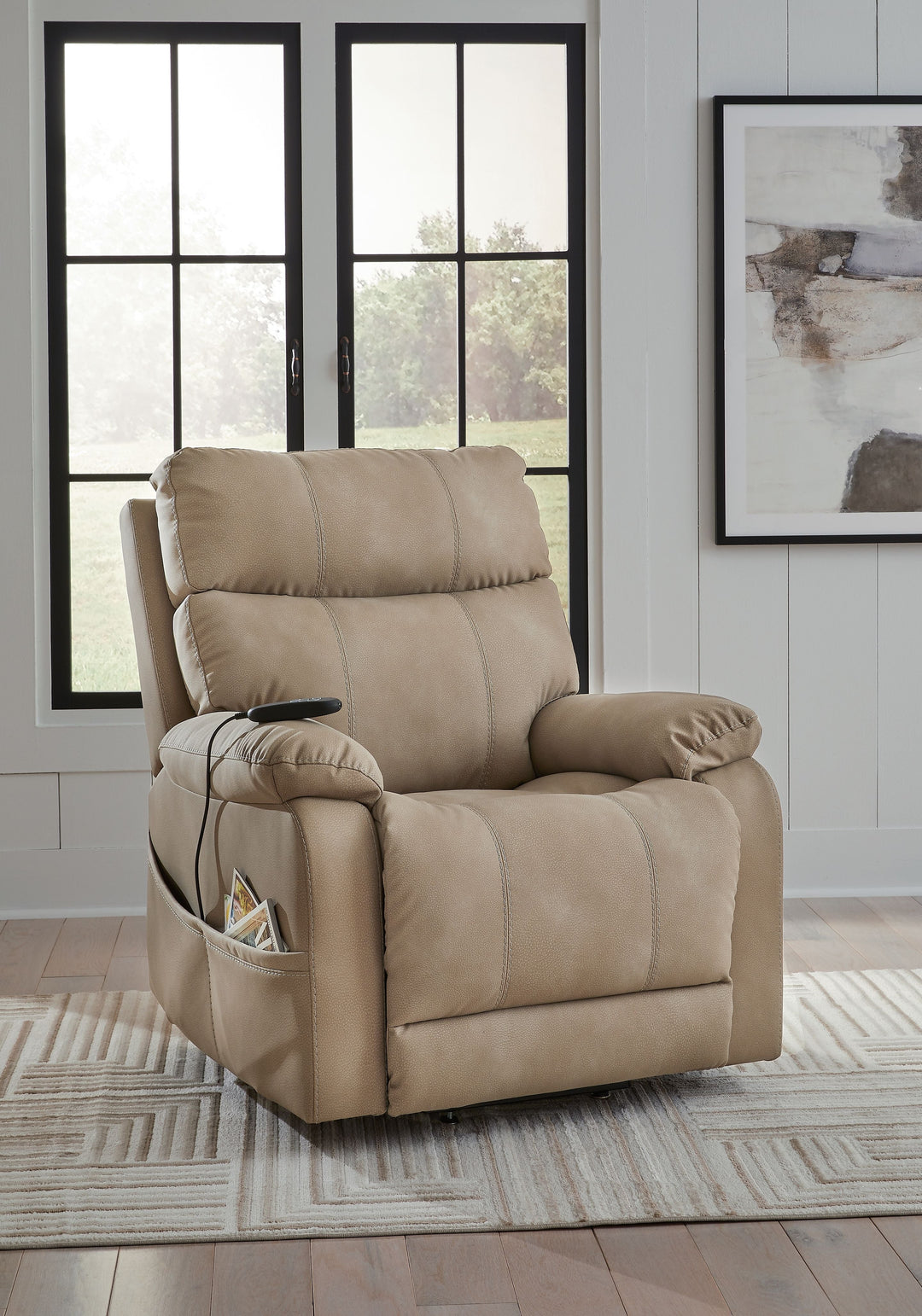 Next-Gen Durapella Power Lift Recliner with Dual Motors & Faux Leather Upholstery - Sand