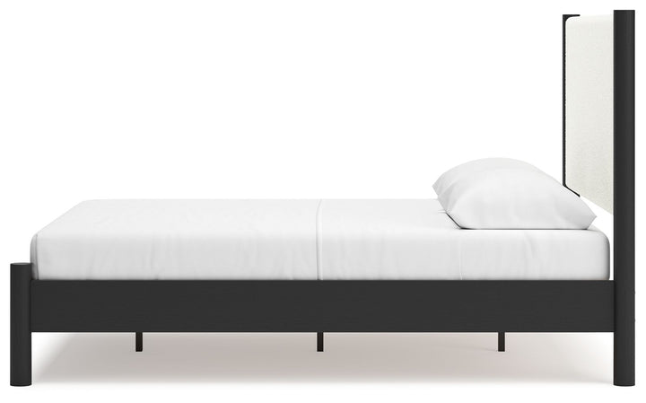 Cadmori - Queen Upholstered Panel Bed - Black / White by Ashley Furniture product image