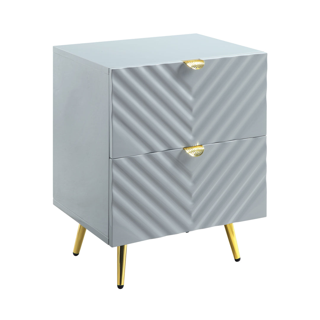 Gaines - High Gloss Nightstand - Gray