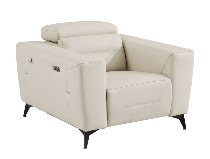 DivanItalia 989 Power Reclining 3-Piece Sofa Set with Power Headrest in Top-Grain Italian Leather - Beige