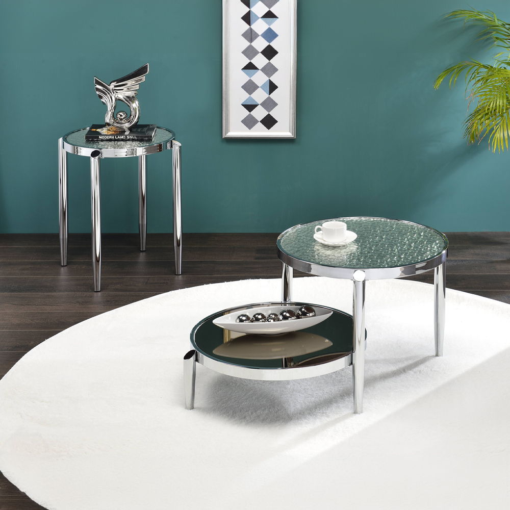 Abbe - End Table - Glass & Chrome