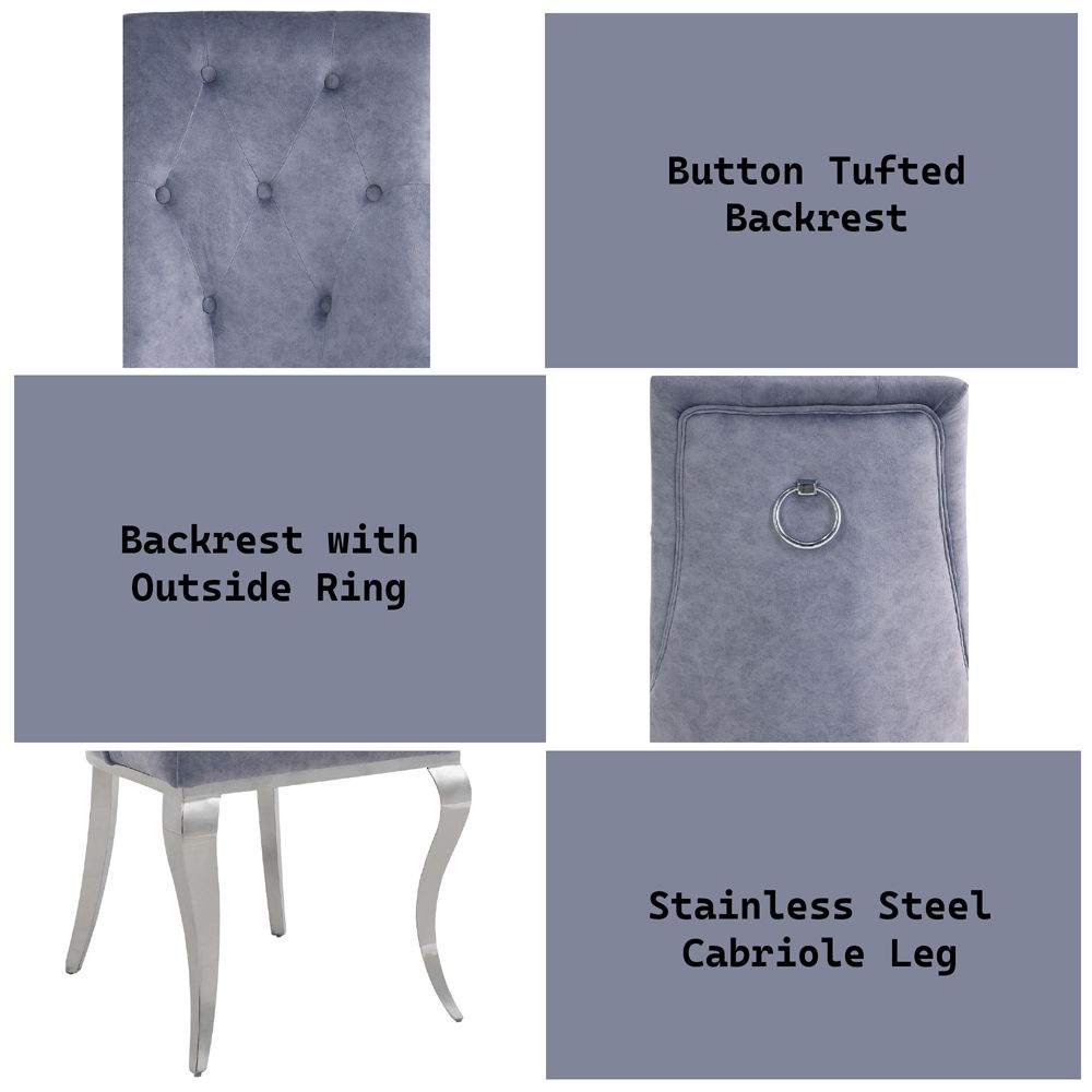 Dekel - Side Chair Set of 2) - Gray Fabric & Stainless Steel