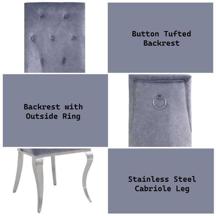 Dekel - Side Chair Set of 2) - Gray Fabric & Stainless Steel